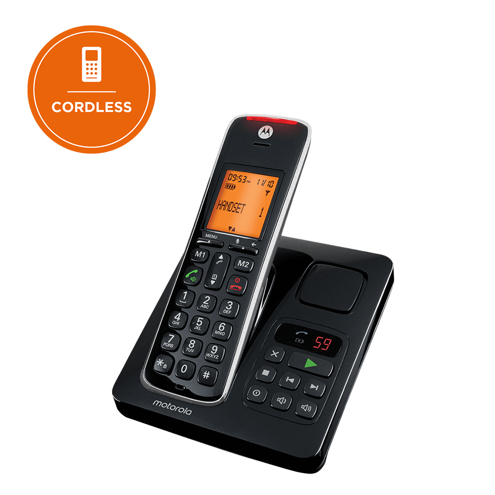 Noir Téléphone numérique sans Fil avec répondeur Motorola CD211 