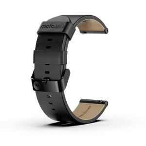 Bracelet en cuir Moto Premium - Noir avec boucle noire
